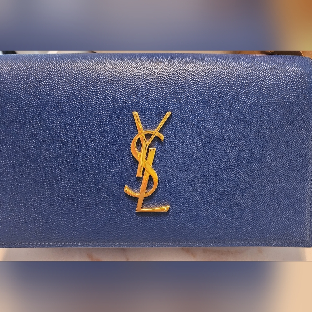 Saint Laurent blue YSL clutch